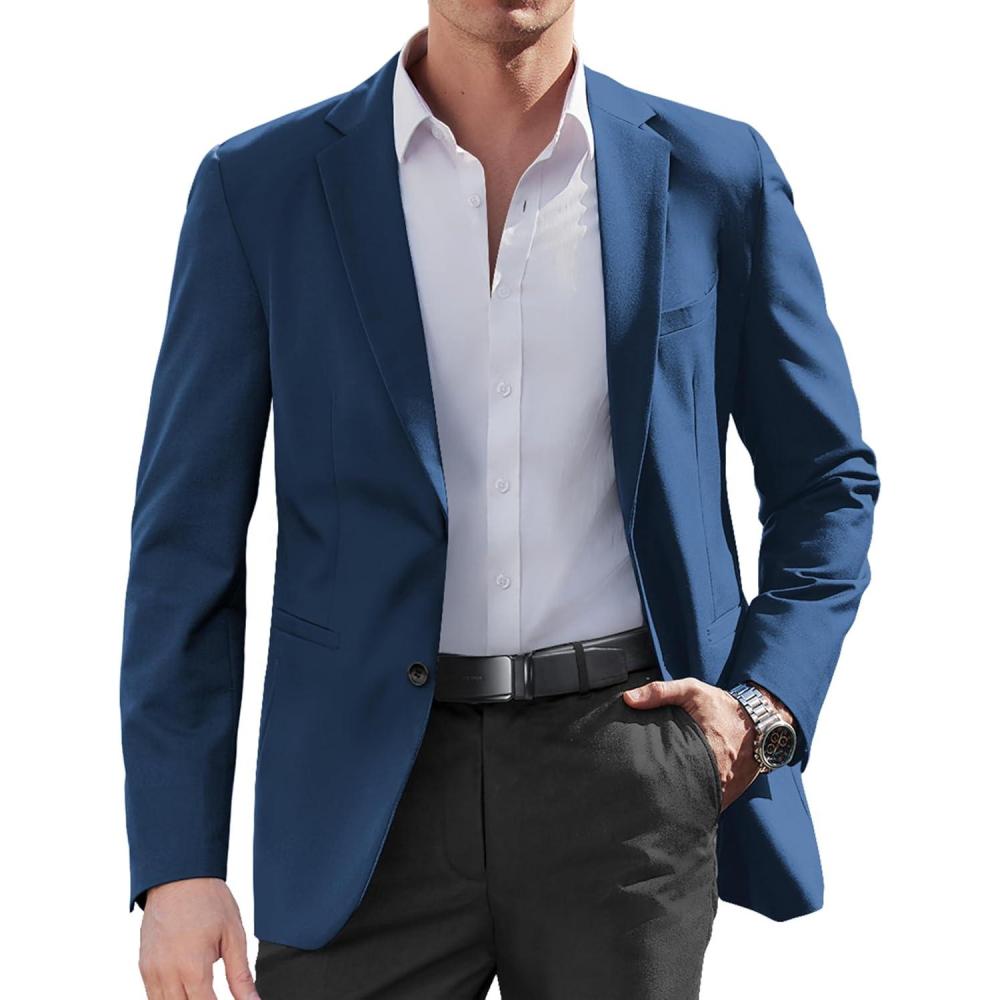 imageCOOFANDY Mens Casual Sport Coat Regular Fit Lightweight Blazers Jacket Two Button Business Suit JacketsBlue