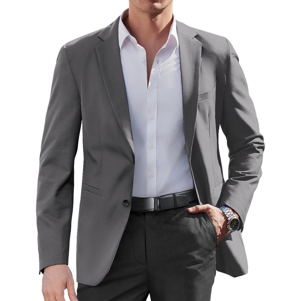 imageCOOFANDY Mens Casual Sport Coat Regular Fit Lightweight Blazers Jacket Two Button Business Suit JacketsDark Grey