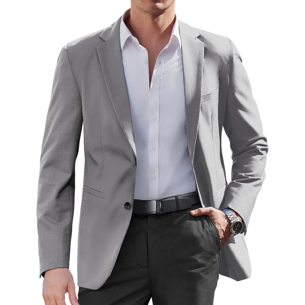 imageCOOFANDY Mens Casual Sport Coat Regular Fit Lightweight Blazers Jacket Two Button Business Suit JacketsLight Grey