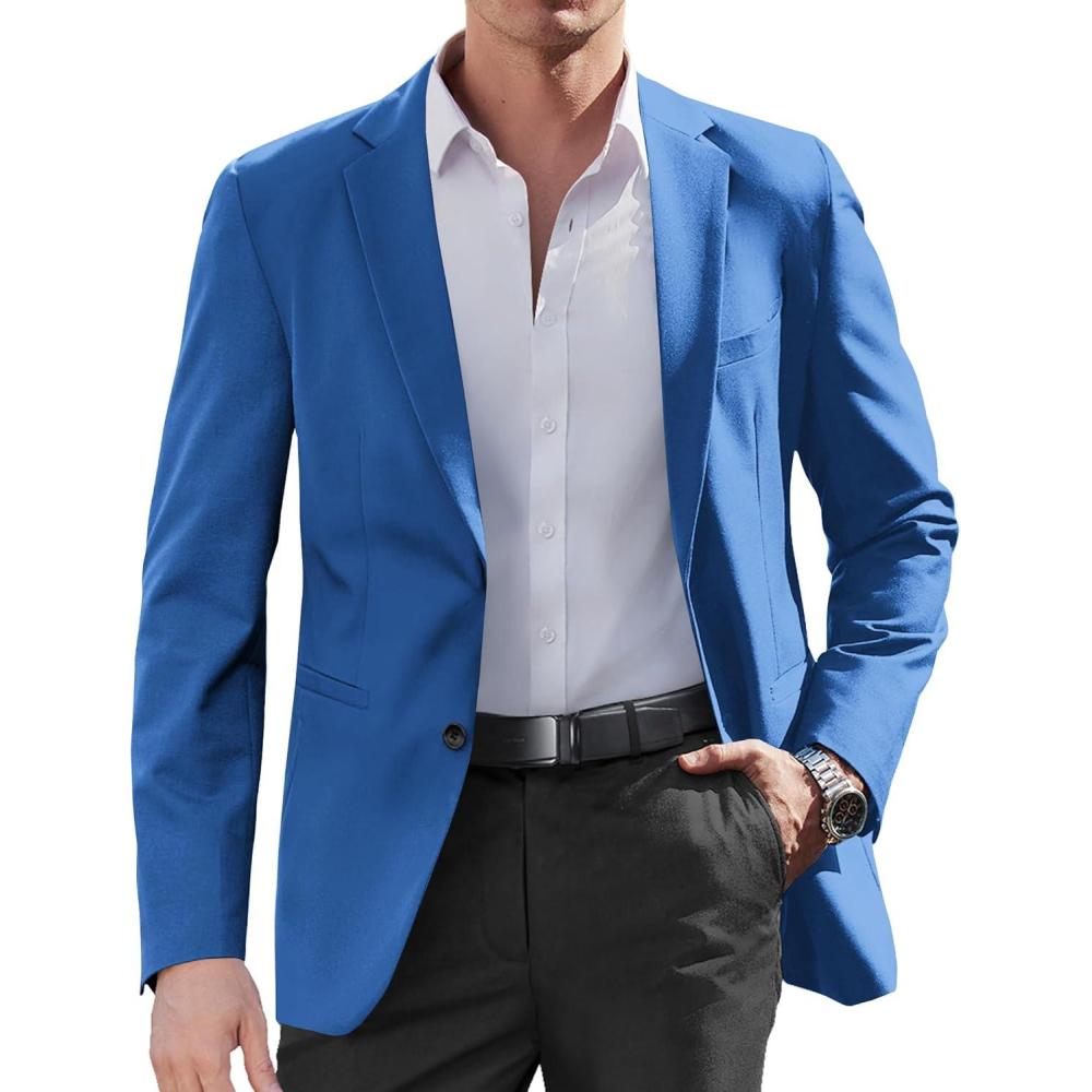 imageCOOFANDY Mens Casual Sport Coat Regular Fit Lightweight Blazers Jacket Two Button Business Suit JacketsRoyal Blue