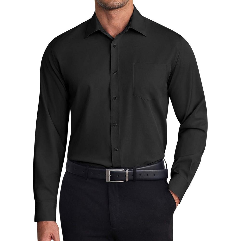 imageCOOFANDY Mens Dress Shirts Wrinkle Free Long Sleeve Button Down Shirt Formal Business ShirtsBlack
