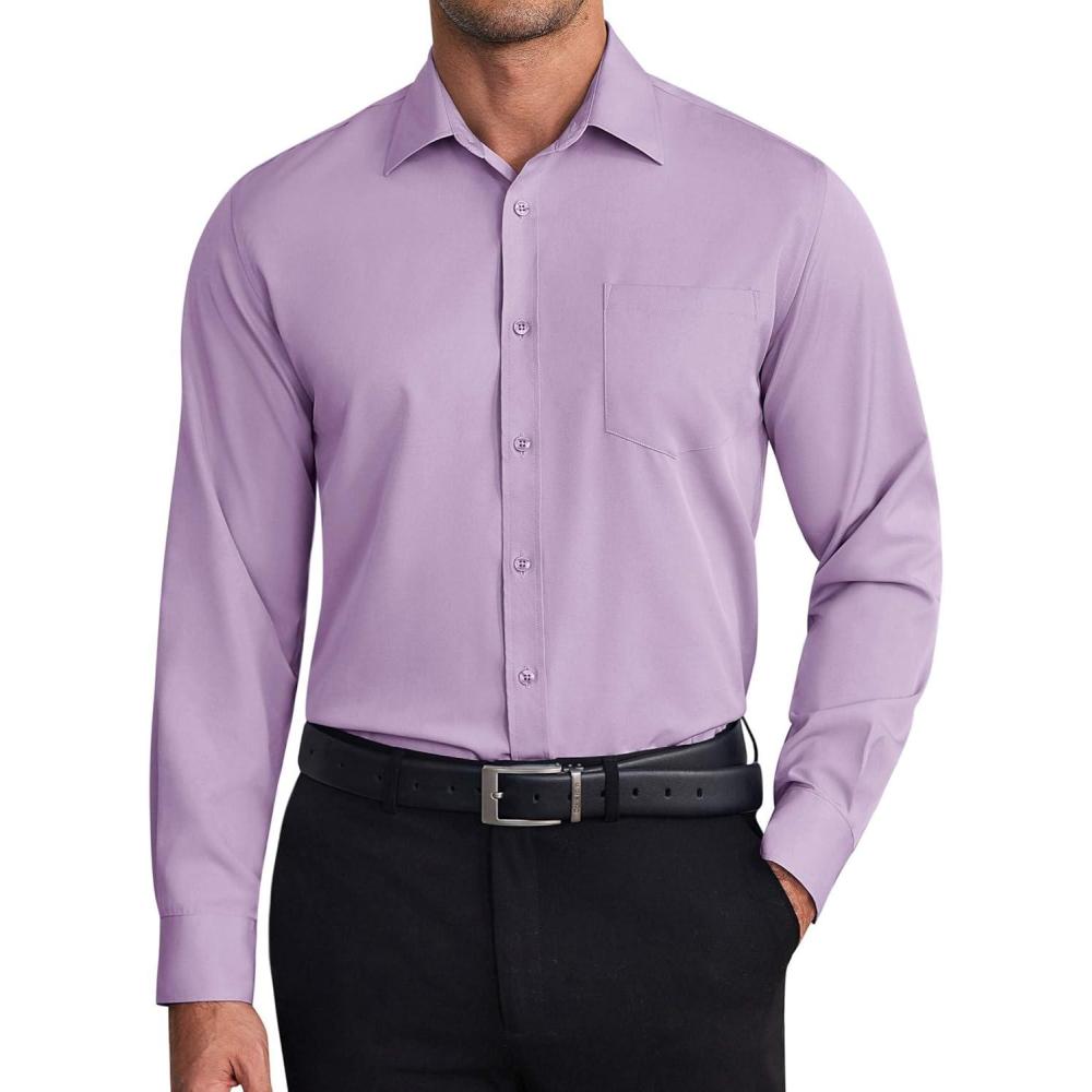 imageCOOFANDY Mens Dress Shirts Wrinkle Free Long Sleeve Button Down Shirt Formal Business ShirtsLavender