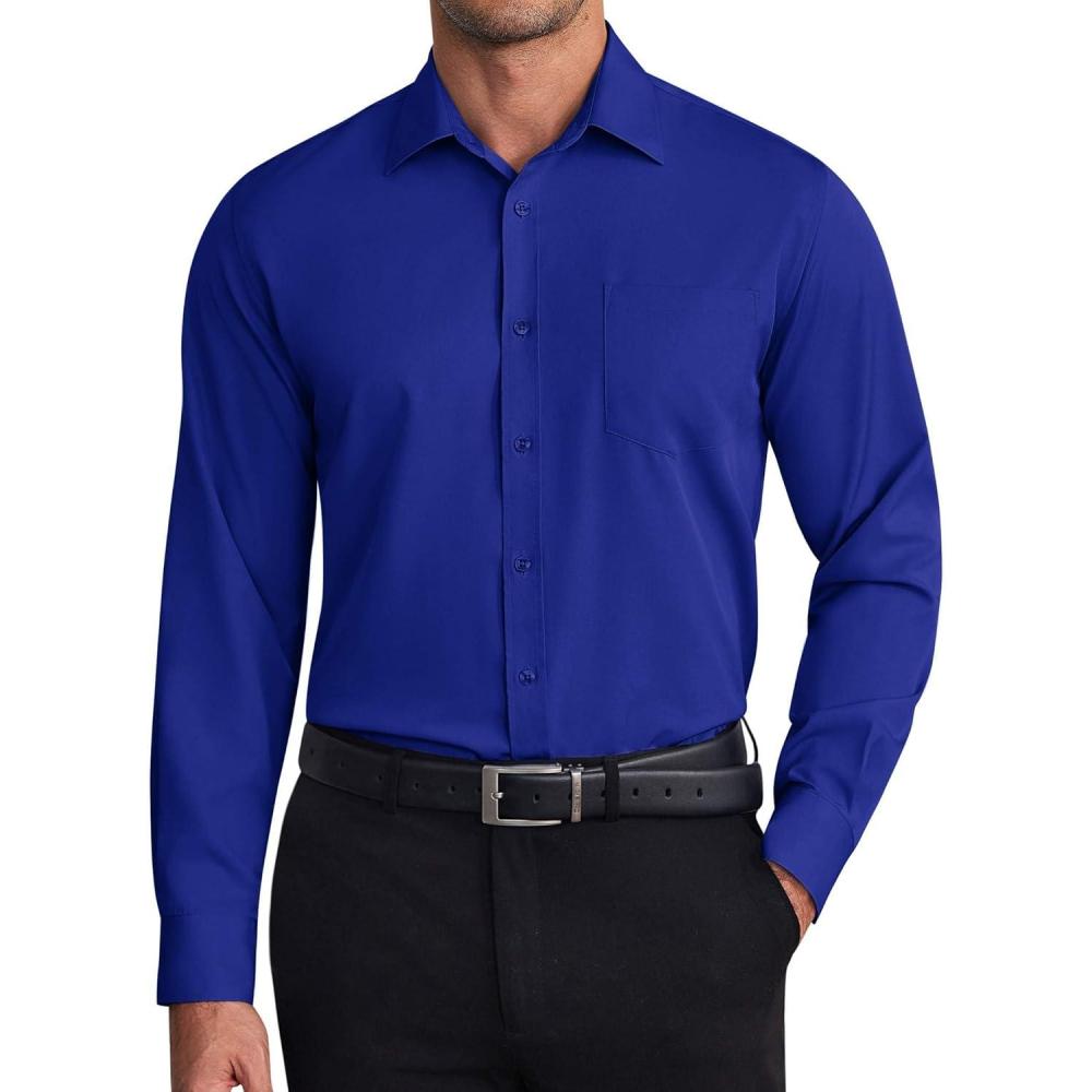 imageCOOFANDY Mens Dress Shirts Wrinkle Free Long Sleeve Button Down Shirt Formal Business ShirtsRoyal Blue