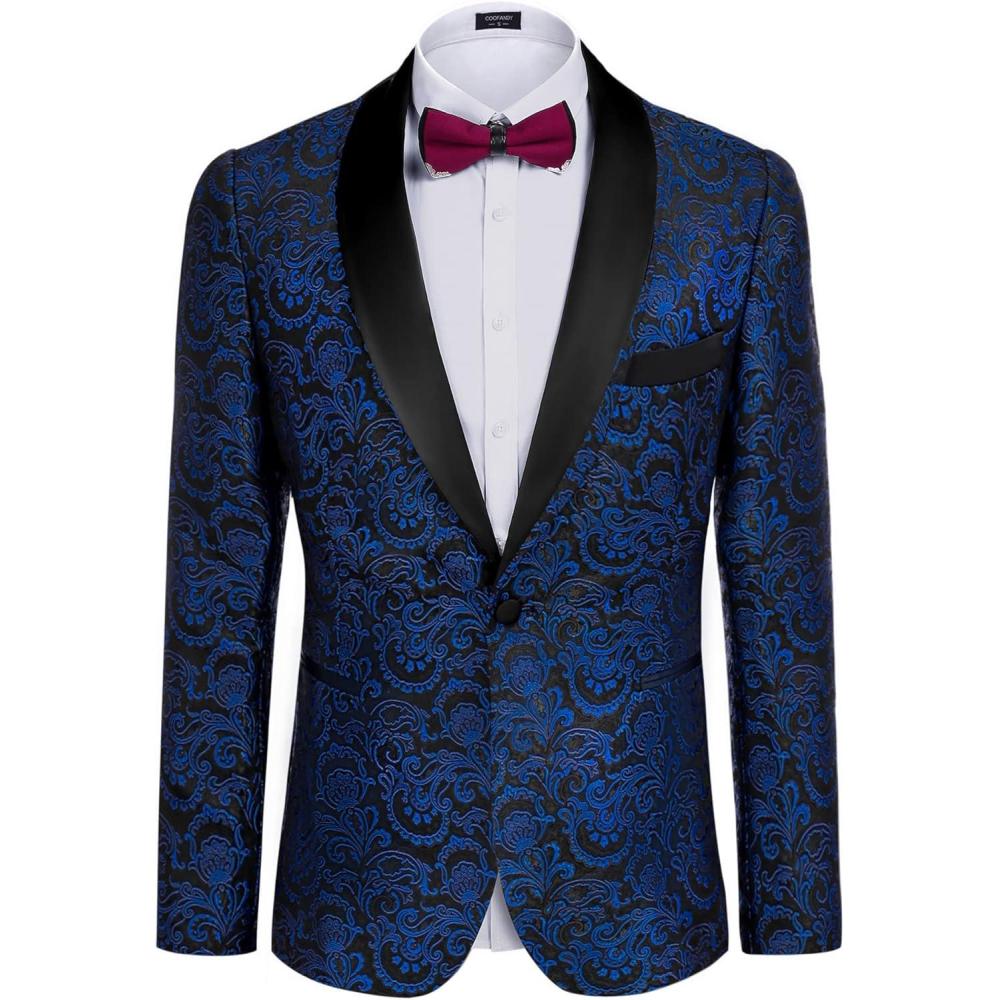 imageCOOFANDY Mens Floral Tuxedo Suit Jacket Slim Fit Dinner Jacket Party Prom Wedding Blazer JacketsBlue02