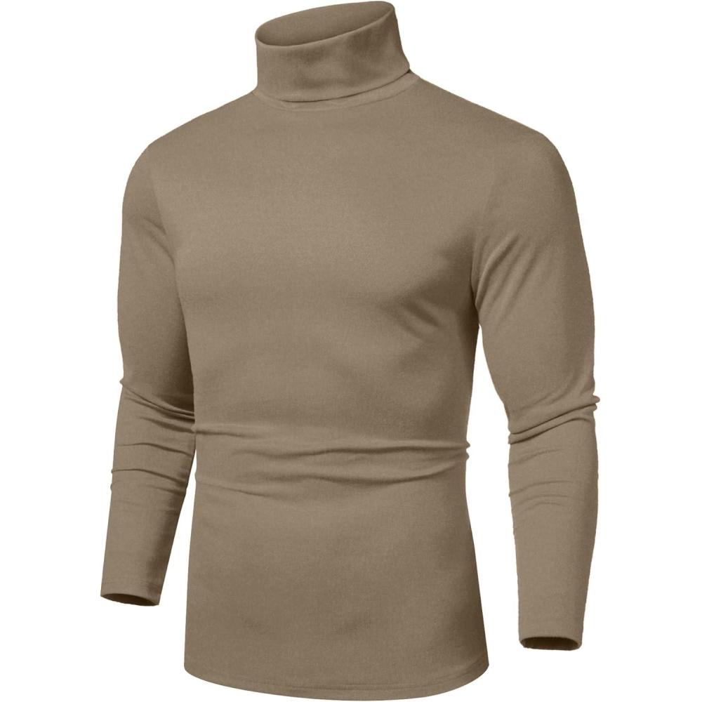 imageCOOFANDY Mens Slim Fit Basic Turtleneck Long Sleeve Lightweight Pullover Sweaters Casual Knitted TopsDull Brown