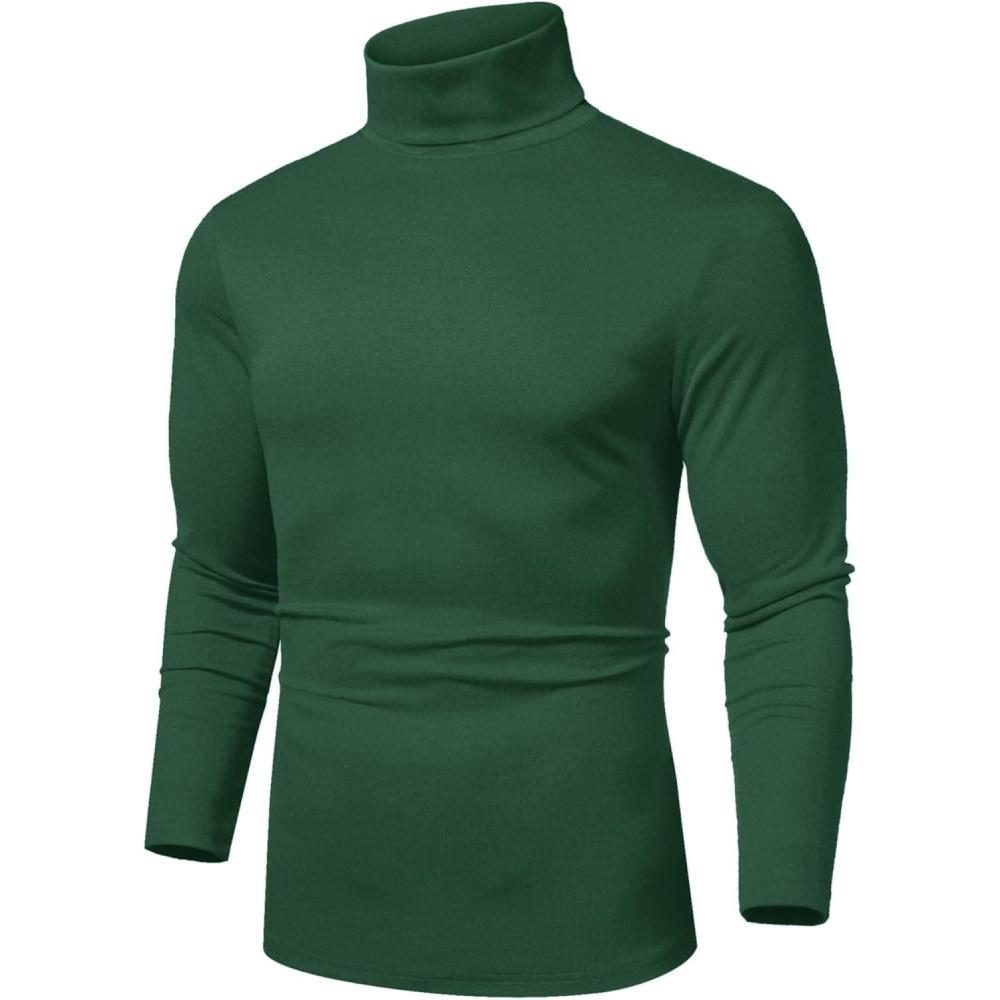 imageCOOFANDY Mens Slim Fit Basic Turtleneck Long Sleeve Lightweight Pullover Sweaters Casual Knitted TopsGreen