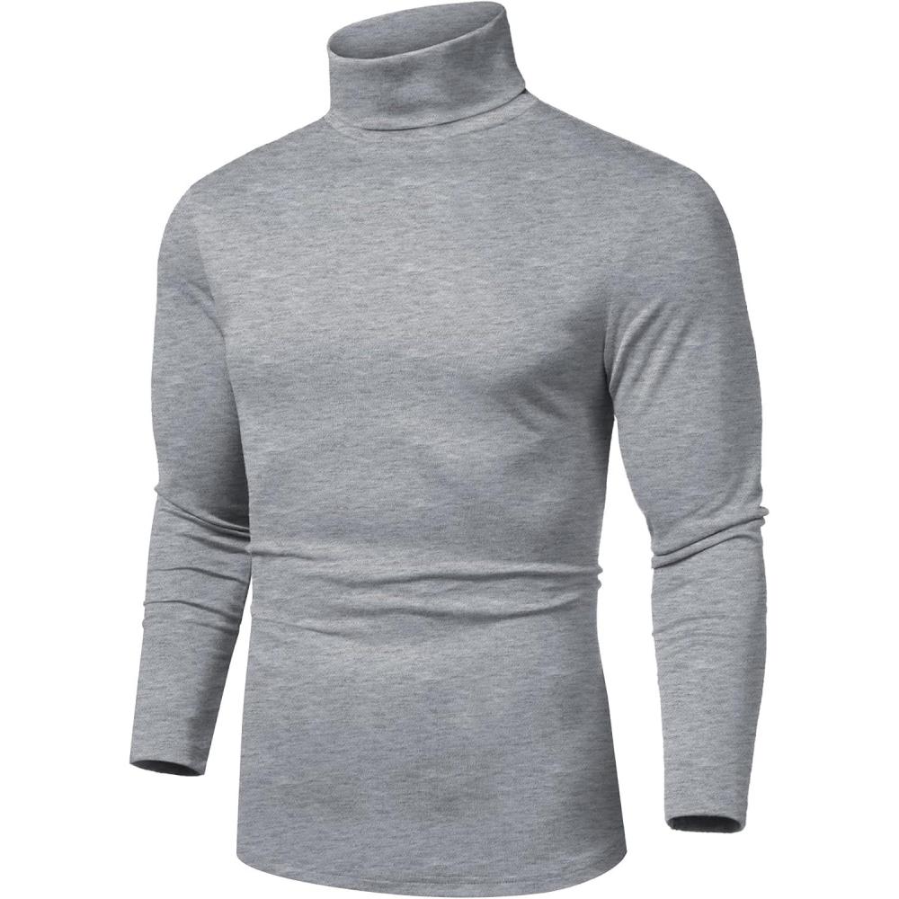 imageCOOFANDY Mens Slim Fit Basic Turtleneck Long Sleeve Lightweight Pullover Sweaters Casual Knitted TopsGrey