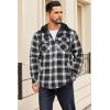 COOFANDY Flannel Jacket for Men Quilted Lined Shacket Long Sleeve Button Down Hoodie Shirt Jackets(Black White Grey Plaid)