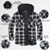 COOFANDY Flannel Jacket for Men Quilted Lined Shacket Long Sleeve Button Down Hoodie Shirt Jackets(Black White Grey Plaid)