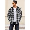 COOFANDY Flannel Jacket for Men Quilted Lined Shacket Long Sleeve Button Down Hoodie Shirt Jackets(Black White Grey Plaid)