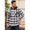 COOFANDY Flannel Jacket for Men Quilted Lined Shacket Long Sleeve Button Down Hoodie Shirt Jackets(Black White Plaid/Buffalo Check)