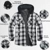 COOFANDY Flannel Jacket for Men Quilted Lined Shacket Long Sleeve Button Down Hoodie Shirt Jackets(Black White Plaid/Buffalo Check)