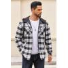 COOFANDY Flannel Jacket for Men Quilted Lined Shacket Long Sleeve Button Down Hoodie Shirt Jackets(Black White Plaid/Buffalo Check)