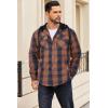COOFANDY Flannel Jacket for Men Quilted Lined Shacket Long Sleeve Button Down Hoodie Shirt Jackets(Navy Brown Plaid)