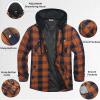 COOFANDY Flannel Jacket for Men Quilted Lined Shacket Long Sleeve Button Down Hoodie Shirt Jackets(Navy Brown Plaid)