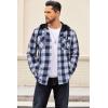 COOFANDY Flannel Jacket for Men Quilted Lined Shacket Long Sleeve Button Down Hoodie Shirt Jackets(Navy White Plaid)