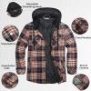COOFANDY Flannel Jacket for Men Quilted Lined Shacket Long Sleeve Button Down Hoodie Shirt Jackets(Orange Navy Plaid)