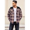 COOFANDY Flannel Jacket for Men Quilted Lined Shacket Long Sleeve Button Down Hoodie Shirt Jackets(Orange Navy Plaid)