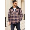 COOFANDY Flannel Jacket for Men Quilted Lined Shacket Long Sleeve Button Down Hoodie Shirt Jackets(Orange Navy Plaid)
