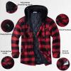 COOFANDY Flannel Jacket for Men Quilted Lined Shacket Long Sleeve Button Down Hoodie Shirt Jackets(Red Black Plaid/Buffalo Plaid)