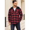 COOFANDY Flannel Jacket for Men Quilted Lined Shacket Long Sleeve Button Down Hoodie Shirt Jackets(Red Black Plaid/Buffalo Plaid)