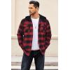 COOFANDY Flannel Jacket for Men Quilted Lined Shacket Long Sleeve Button Down Hoodie Shirt Jackets(Red Black Plaid/Buffalo Plaid)