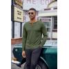 COOFANDY Henley Shirts for Men Long Sleeve T Shirts Textured Casual Stretch Fashion Pullover Lightweight Fall Tops(Army Green)