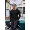 COOFANDY Henley Shirts for Men Long Sleeve T Shirts Textured Casual Stretch Fashion Pullover Lightweight Fall Tops(Black)