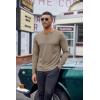 COOFANDY Henley Shirts for Men Long Sleeve T Shirts Textured Casual Stretch Fashion Pullover Lightweight Fall Tops(Khaki)