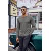 COOFANDY Henley Shirts for Men Long Sleeve T Shirts Textured Casual Stretch Fashion Pullover Lightweight Fall Tops(Light Grey)
