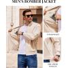 COOFANDY Men Bomber Jacket Lightweight Casual Windbreaker Zip Up Coat Fashion Stylish Fall Jackets with Pocket(Beige)