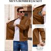 COOFANDY Men Bomber Jacket Lightweight Casual Windbreaker Zip Up Coat Fashion Stylish Fall Jackets with Pocket(Brown)