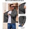 COOFANDY Men Bomber Jacket Lightweight Casual Windbreaker Zip Up Coat Fashion Stylish Fall Jackets with Pocket(Dark Grey)