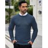COOFANDY Men Dress Crewneck Sweater Pullover Knit Long Sleeve Casual Slim Fit Sweater(Blue)