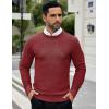 COOFANDY Men Dress Crewneck Sweater Pullover Knit Long Sleeve Casual Slim Fit Sweater(Dark Red)