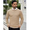 COOFANDY Men Dress Crewneck Sweater Pullover Knit Long Sleeve Casual Slim Fit Sweater(Khaki)