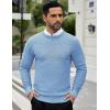 COOFANDY Men Dress Crewneck Sweater Pullover Knit Long Sleeve Casual Slim Fit Sweater(Light Blue)