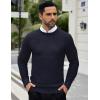 COOFANDY Men Dress Crewneck Sweater Pullover Knit Long Sleeve Casual Slim Fit Sweater(Navy Blue)