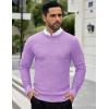 COOFANDY Men Dress Crewneck Sweater Pullover Knit Long Sleeve Casual Slim Fit Sweater(Purple)