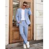 COOFANDY Men Suits Classic Fit 2 Piece Suit Set One Button Casual Blazer Wedding Bussiness Suit Separates(Light Blue)