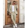 COOFANDY Men Suits Classic Fit 2 Piece Suit Set One Button Casual Blazer Wedding Bussiness Suit Separates(Light Khaki)