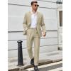 COOFANDY Men Suits Classic Fit 2 Piece Suit Set One Button Casual Blazer Wedding Bussiness Suit Separates(Light Khaki)