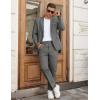 COOFANDY Men Suits Classic Fit 2 Piece Suit Set One Button Casual Blazer Wedding Bussiness Suit Separates(Linen Gray)