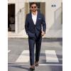 COOFANDY Men Suits Classic Fit 2 Piece Suit Set One Button Casual Blazer Wedding Bussiness Suit Separates(Navy Blue-solid)