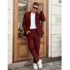 COOFANDY Men Suits Classic Fit 2 Piece Suit Set One Button Casual Blazer Wedding Bussiness Suit Separates(Red)