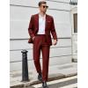COOFANDY Men Suits Classic Fit 2 Piece Suit Set One Button Casual Blazer Wedding Bussiness Suit Separates(Red)