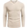 COOFANDY Men V Neck Dress Sweater Knit Long Sleeve Casual Slim Fit Pullover Sweater(Apricot)