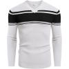 COOFANDY Men V Neck Dress Sweater Knit Long Sleeve Casual Slim Fit Pullover Sweater(Black & White)