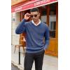 COOFANDY Men V Neck Dress Sweater Knit Long Sleeve Casual Slim Fit Pullover Sweater(Blue and White)