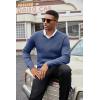COOFANDY Men V Neck Dress Sweater Knit Long Sleeve Casual Slim Fit Pullover Sweater(Blue and White)